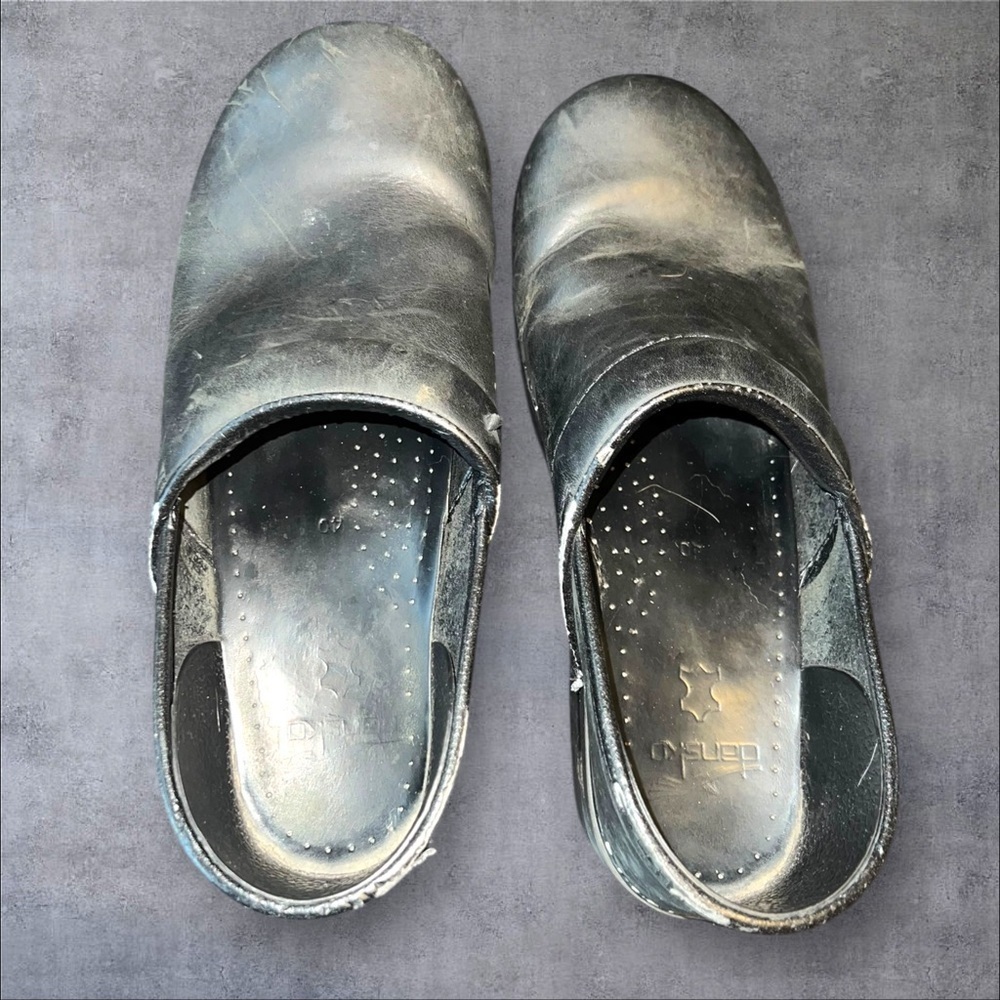 Dansko Black Leather Mules